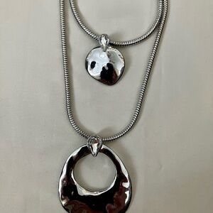 INC International Concepts Silver-Tone Double Pendant Necklace